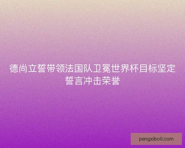 德尚立誓带领法国队卫冕世界杯目标坚定誓言冲击荣誉