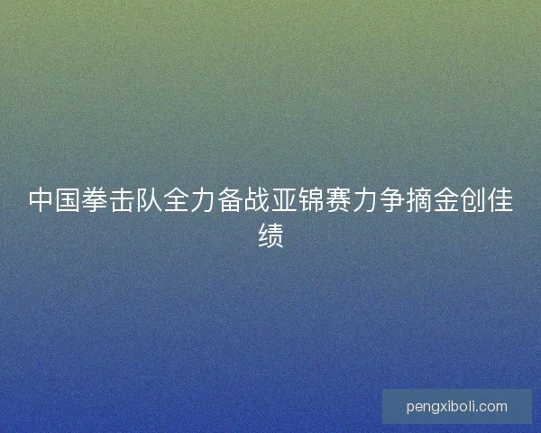 中国拳击队全力备战亚锦赛力争摘金创佳绩 中国拳击队全力备战亚锦赛力争摘金创佳绩