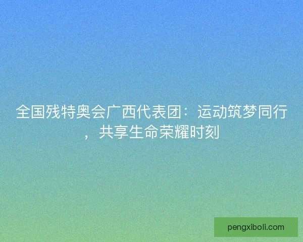 全国残特奥会广西代表团：运动筑梦同行，共享生命荣耀时刻
